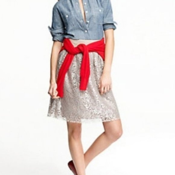 J Crew Rose Taupe Metallic Tinsel Lace Skirt (144)🦄 - Picture 5 of 10